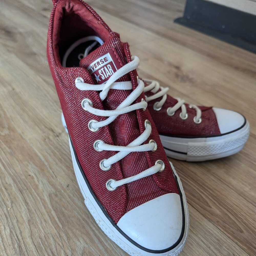 New Converse Burgundy Metallic Glitter Glimmer Sneakers